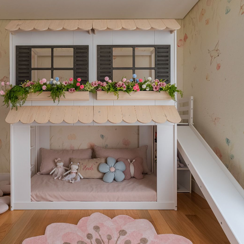 Beliche Infantil Nina em Madeira Maciça + MDF |  Escorregador Opcional