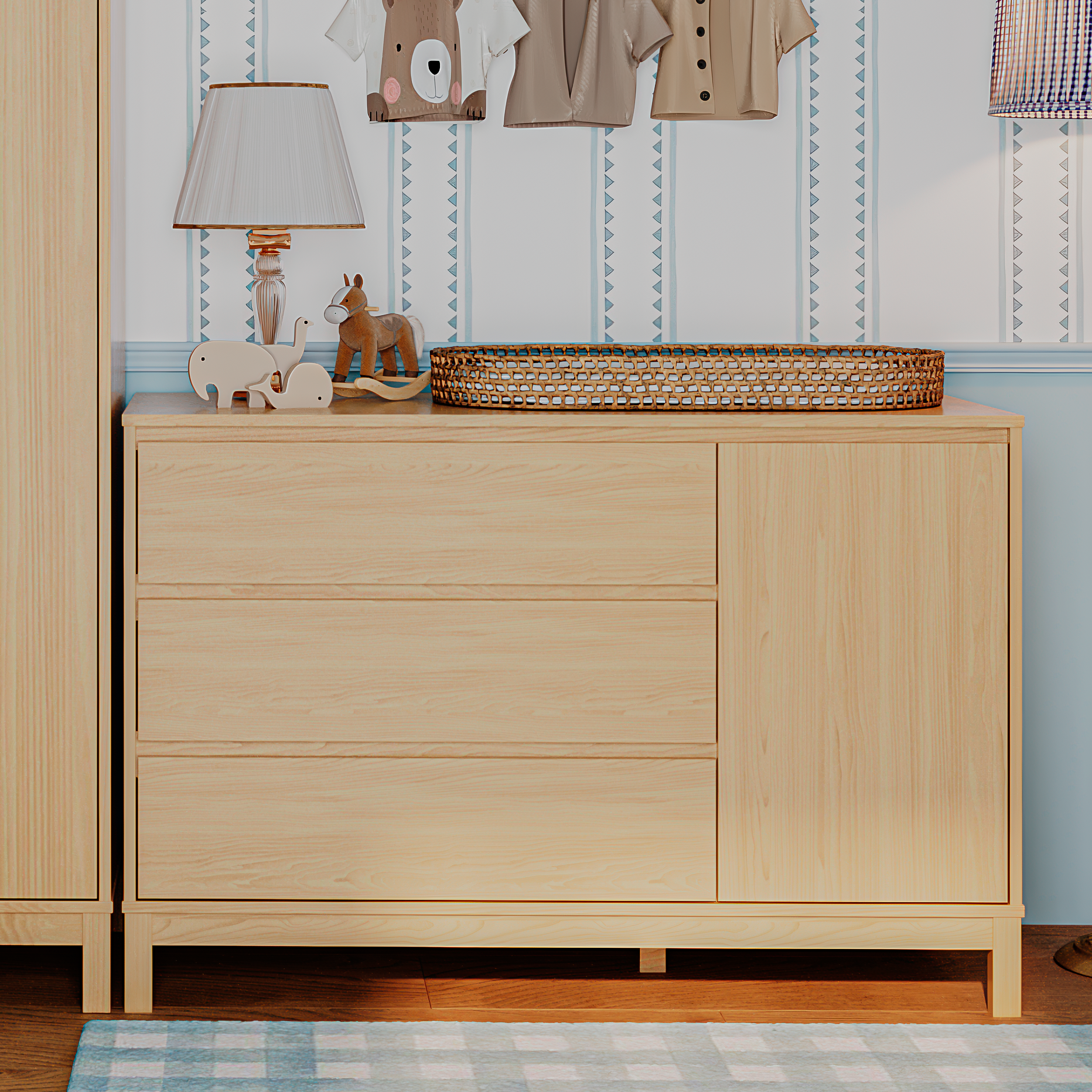 Cômoda Soley 3 Gavetas e 1 Porta em MDF Carvalho Malva