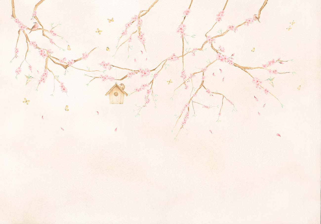 Papel de Parede de Arte Árvore Cerejeiras