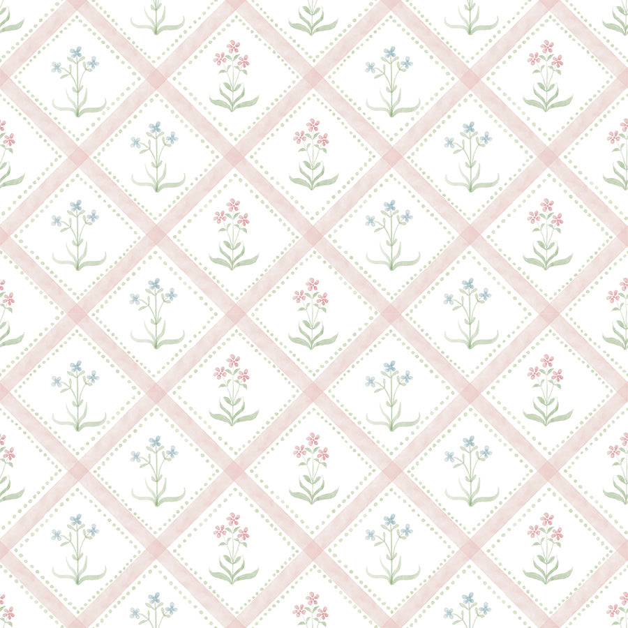 Papel de Parede Losangos Floral Anastácia