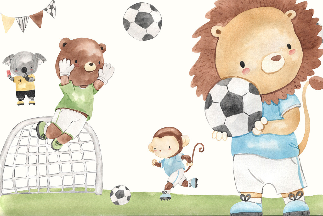 Papel de Parede Painel Futebol Animais