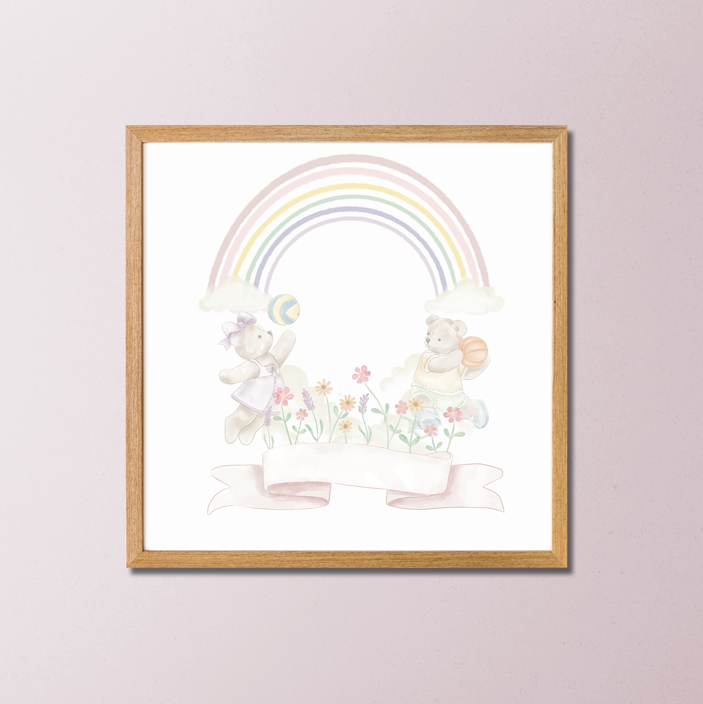 Quadros Decorativos Coleção Aurora Rainbow Monograma Ursos