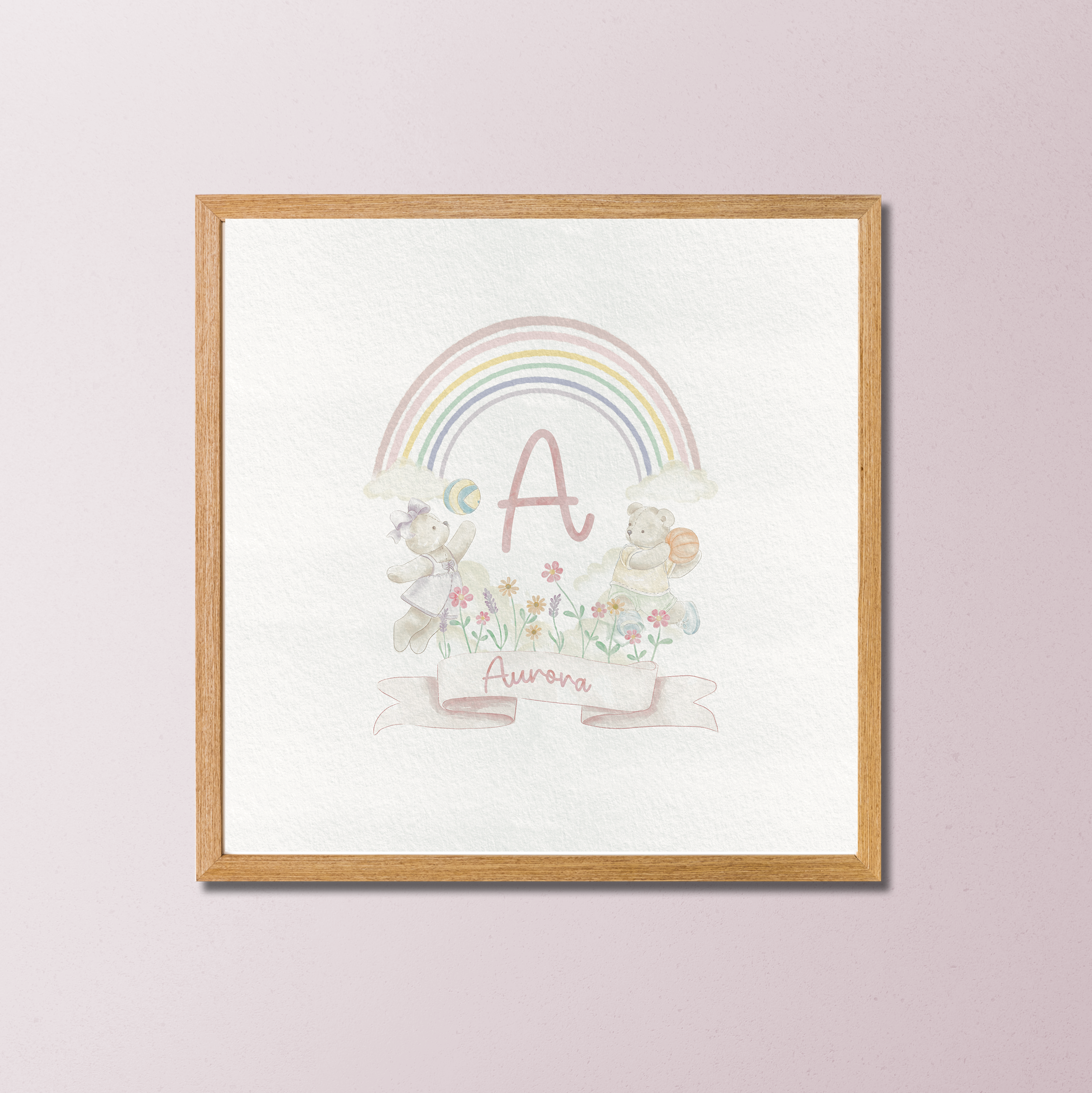 Quadros Decorativos Coleção Aurora Rainbow Monograma Ursos