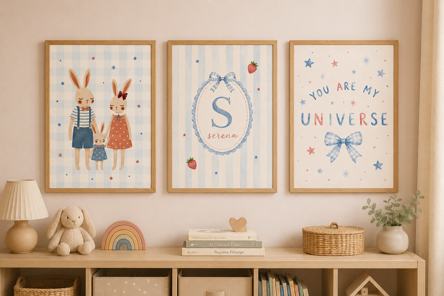 Kit Quadros Decorativos Serena com Inicial Personalizada