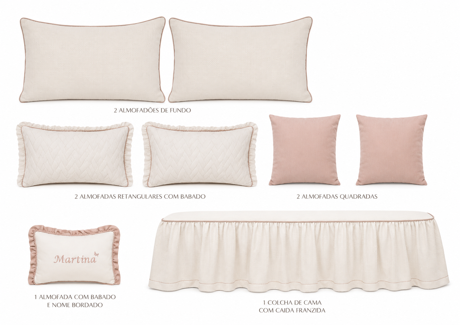 Kit Cama Solteiro Personalizado com Nome - 8 peças