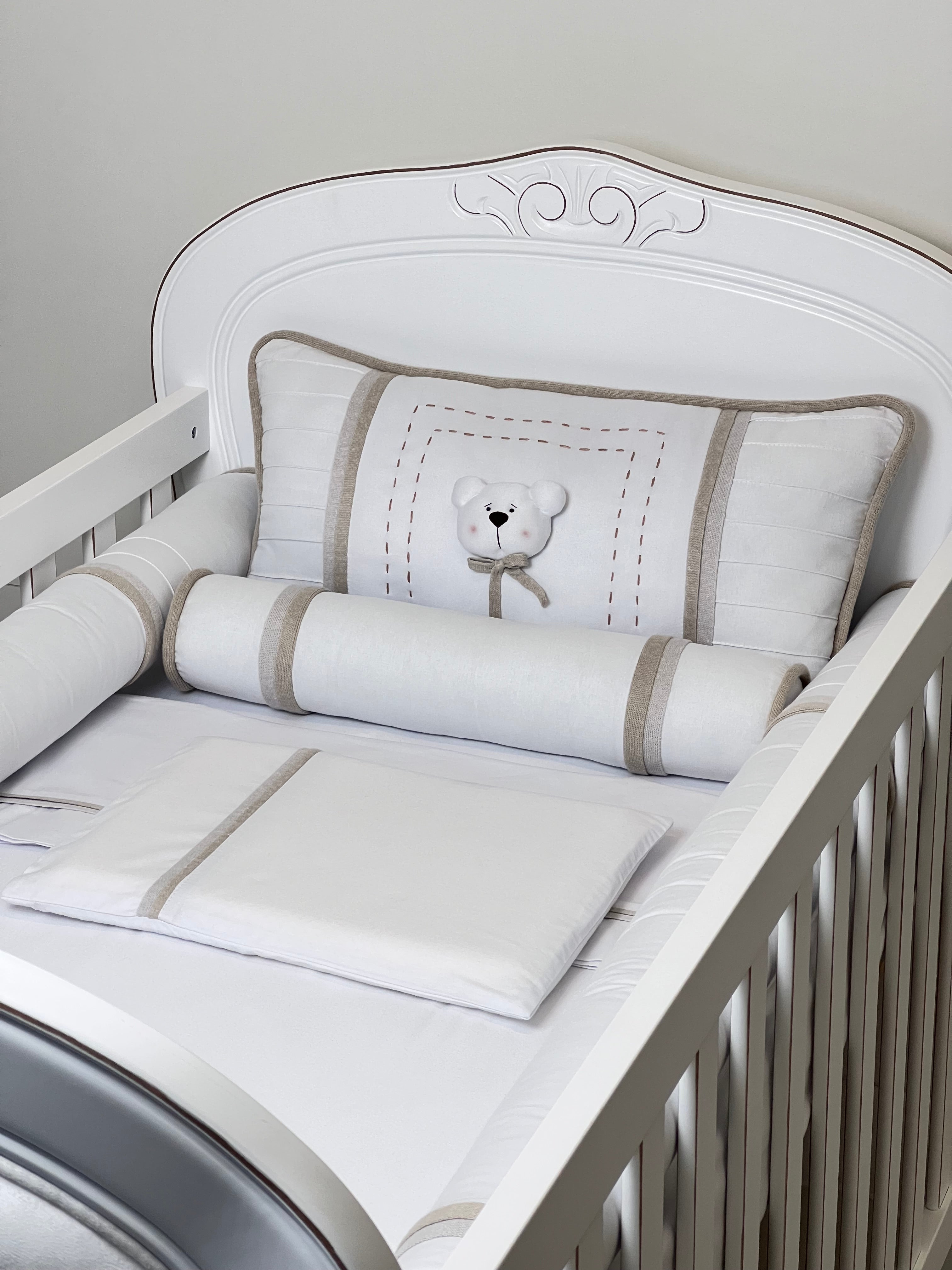 Kit Berço Duo Bege Urso - 7 peças
