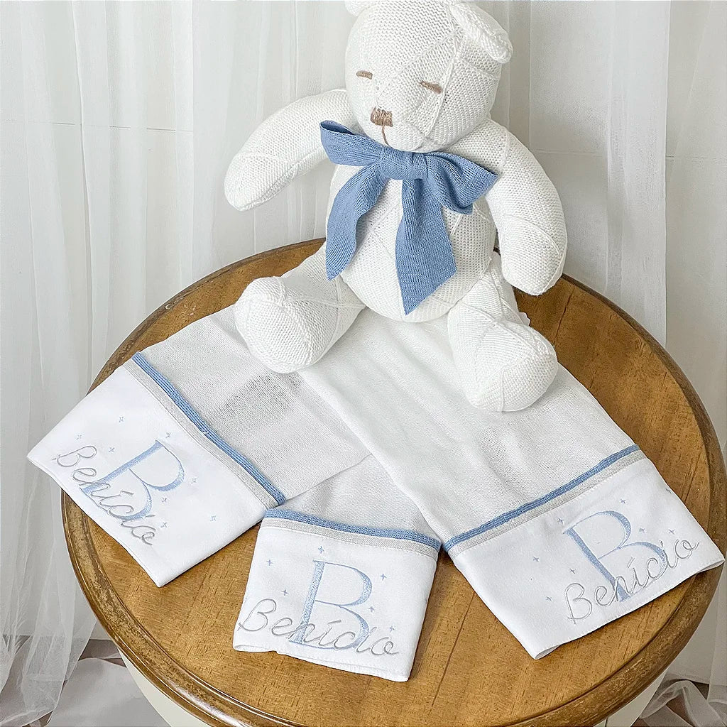 Kit Babitas Toque de Seda Personalizado com Bordado Nome