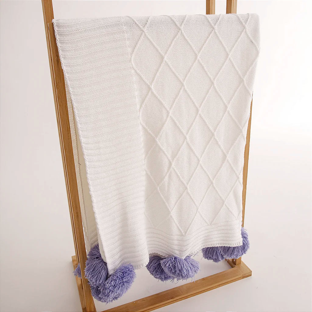 Manta Pom Pom em Tricô