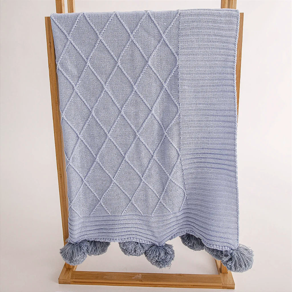 Manta Pom Pom em Tricô