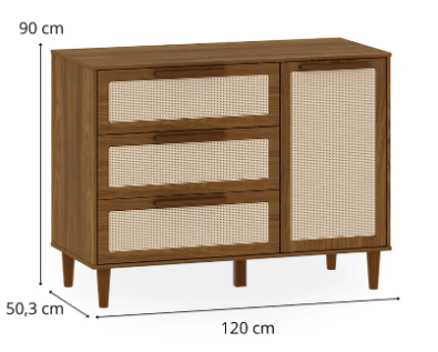 Cômoda 3 Gavetas e 1 Porta Paglia Pro - 1315