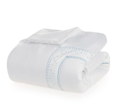 Edredom Baby 100% Algodão Egípcio Marco Branco/Soft Blue - 21782