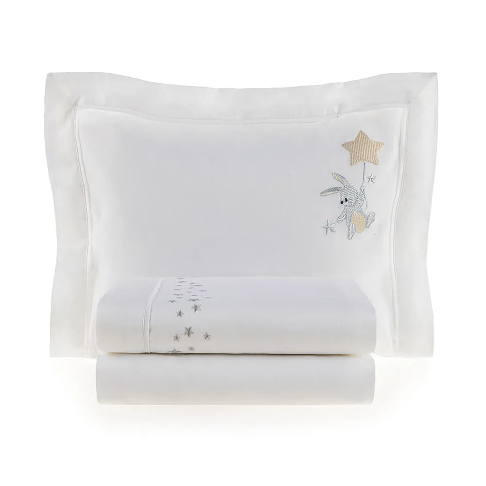 Jogo de Lençol Baby 100% Algodão Egípcio Bene Branco Trussardi - 21782