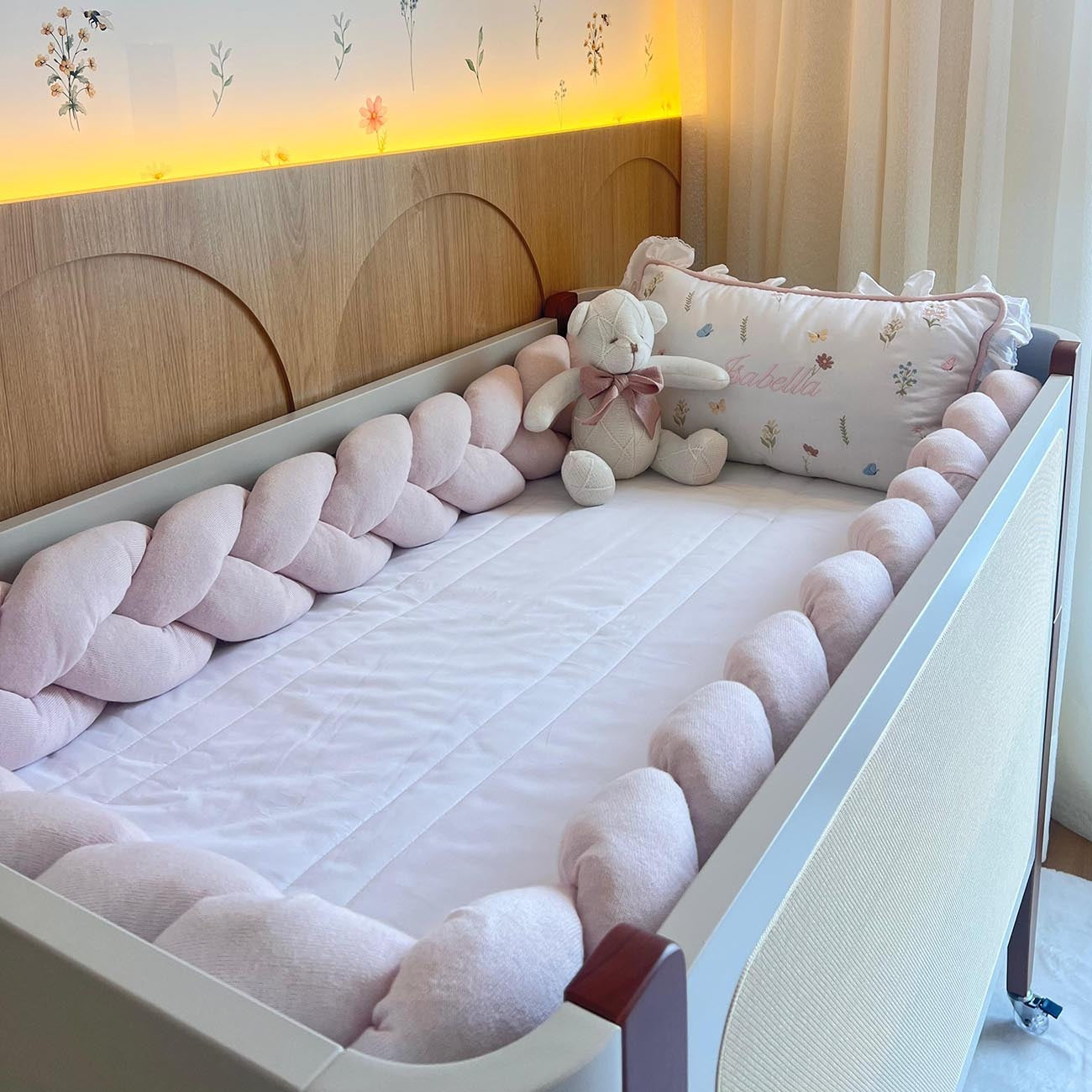 Kit Protetor de Berço Isabella 3 Peças - Personalizado com Bordado de Nome - SDN