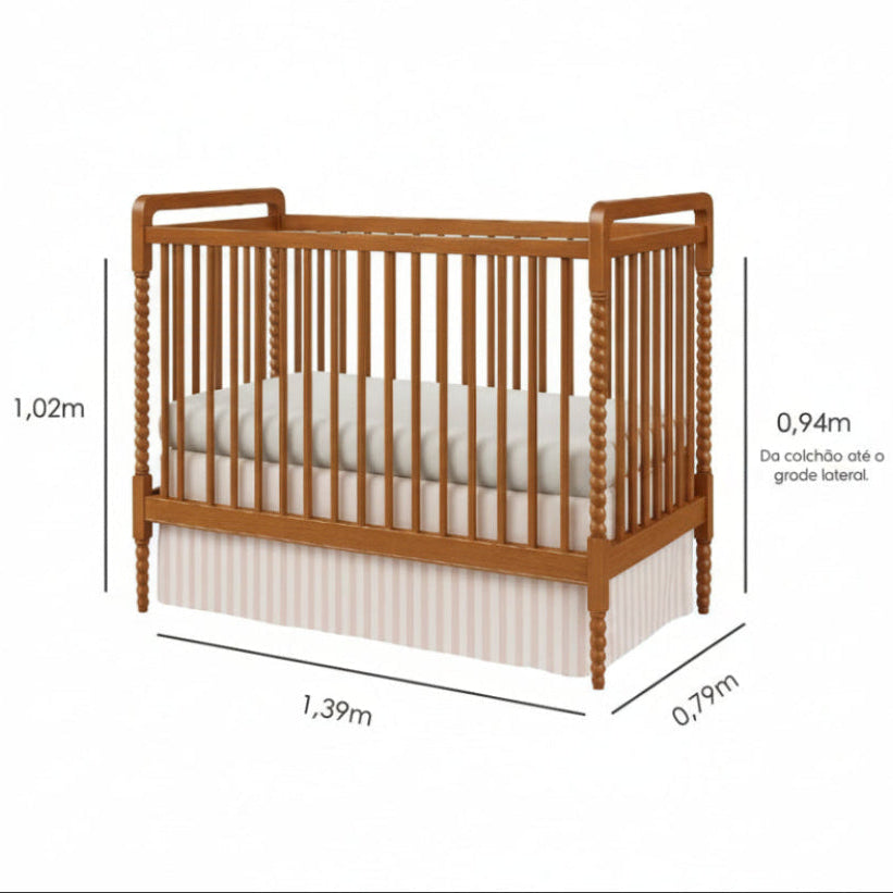 Berço Infantil Madeira Maciça dot – Design Clássico para Quarto de Bebê
