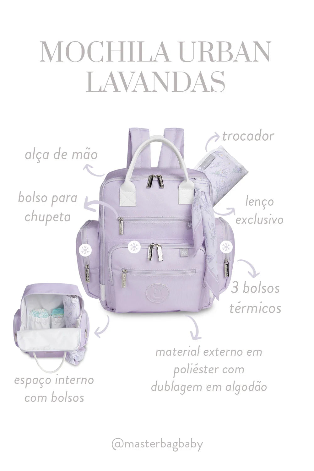 Mochila Urban Lavanda - Masterbagbaby - ULTIMA PEÇA / UNIDADE