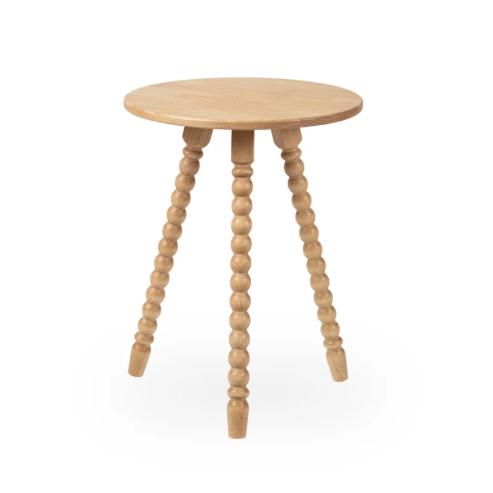 Mesa Lateral de Apoio em Madeira Maciça com Design Torneado Solene - 1315