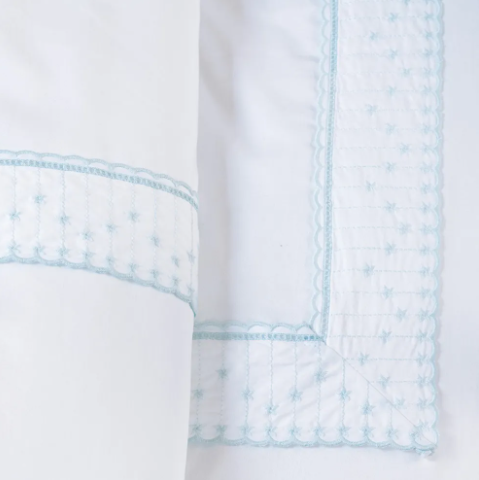Edredom Baby 100% Algodão Egípcio Marco Branco/Soft Blue - 21782