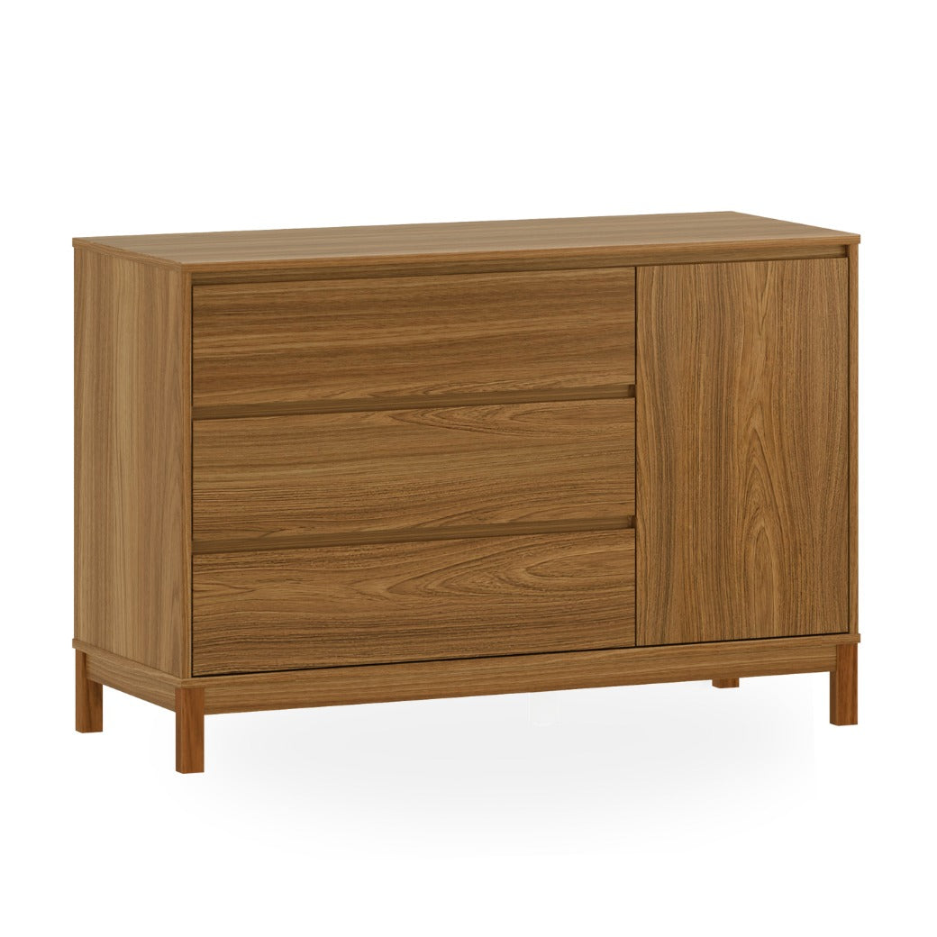 Cômoda Soley 3 Gavetas e 1 Porta em MDF Carvalho Malva