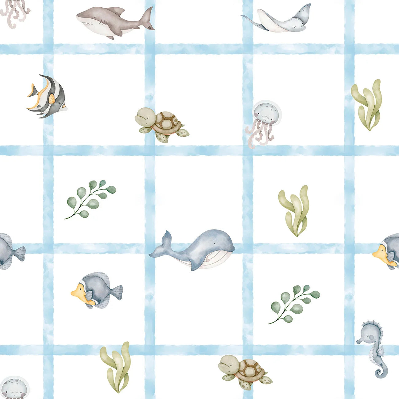 Papel de Parede Xadrez Fundo do Mar