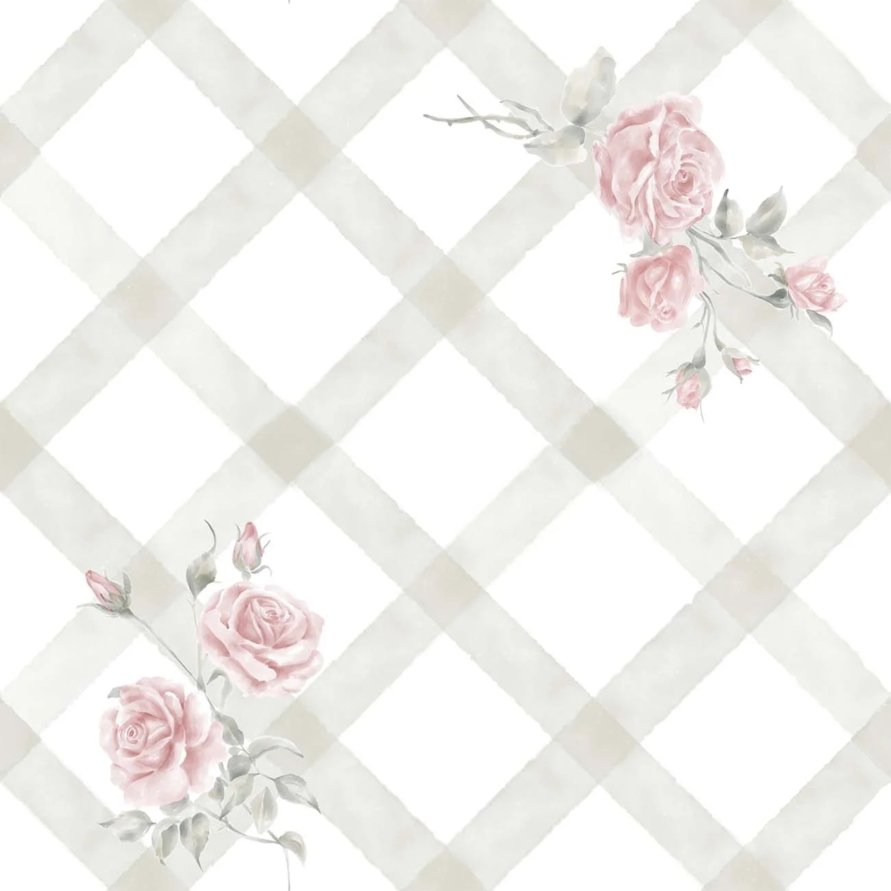 Papel de Parede Losango Rosas Charlotte