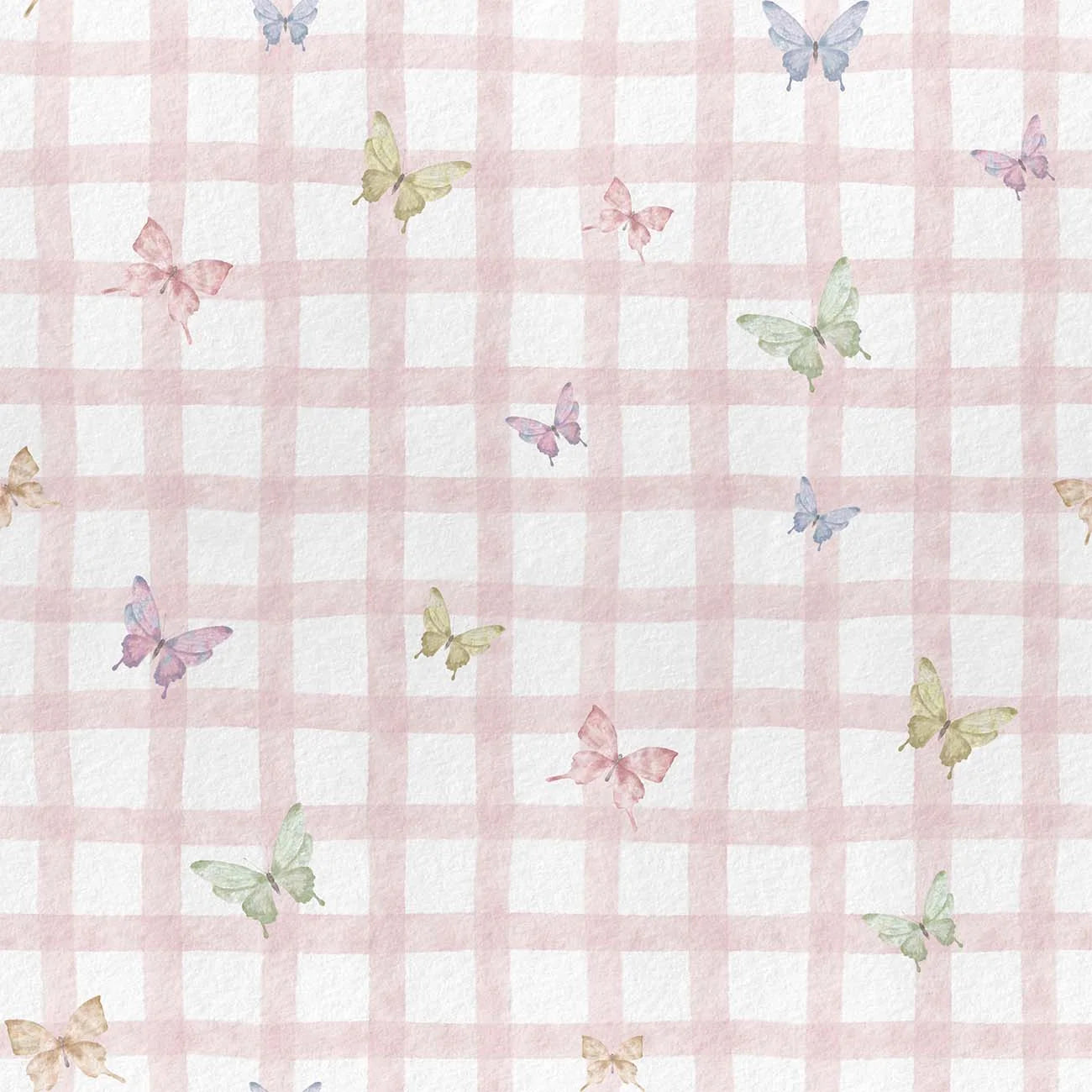 Papel de Parede Xadrez Borboletas