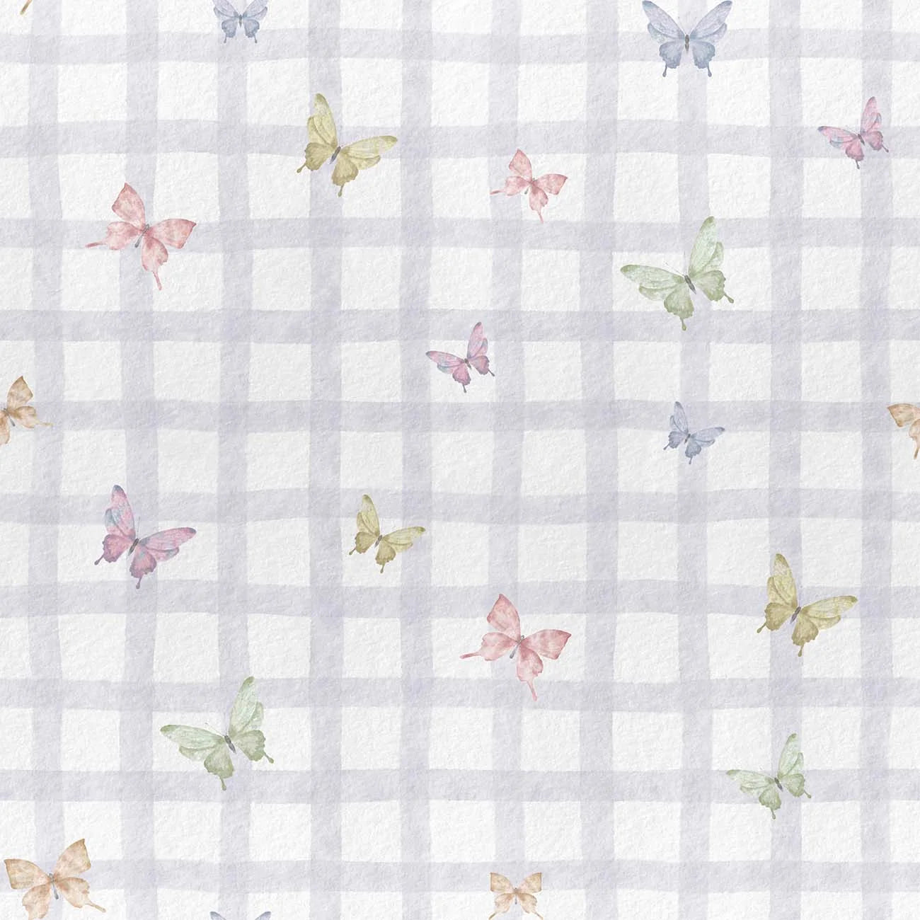 Papel de Parede Xadrez Borboletas