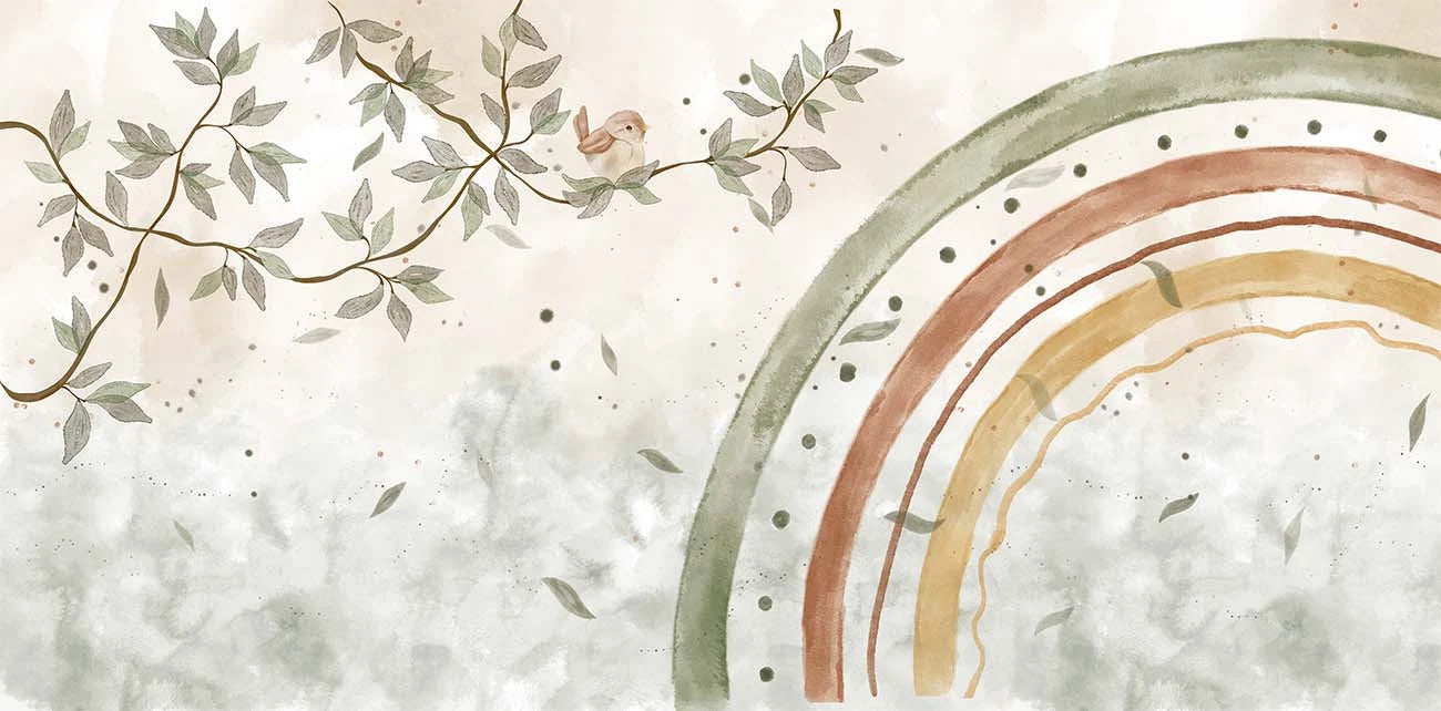 Papel de Parede Arcoíris Aquarela