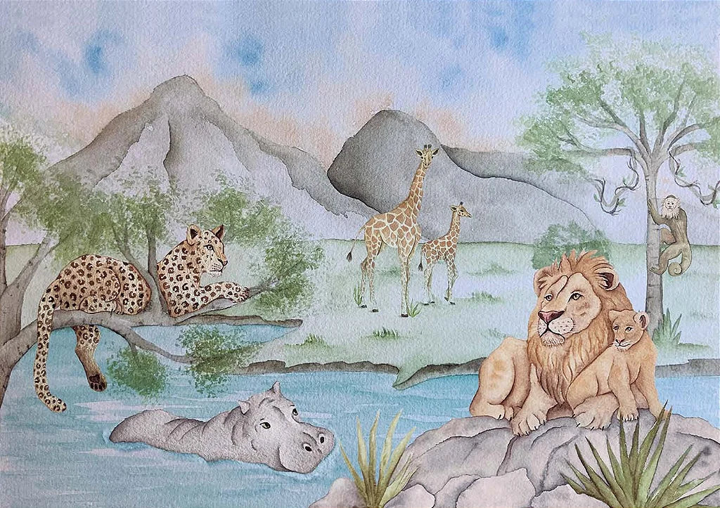 Papel de Parede Safari Aquarela