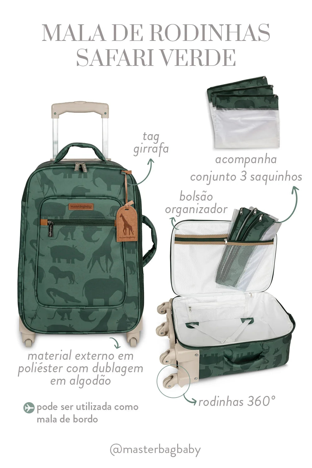 Kit bolsa maternidade + mala maternidade Safari - Masterbagbaby - ULTIMA PEÇA / UNIDADE