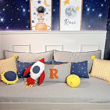 Kit Cama Astronauta Pettenati 6 Peças Personalizado com Inicial