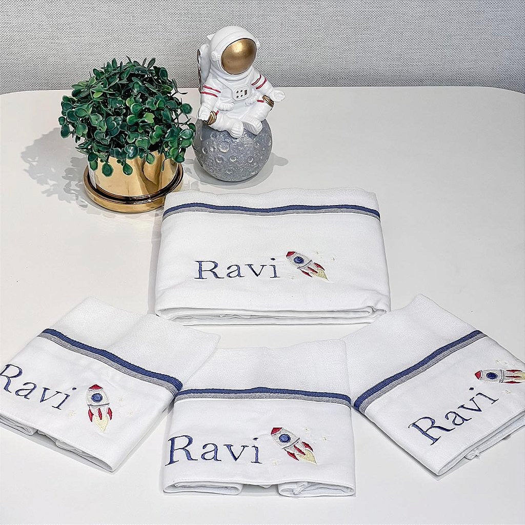 Kit Babitas Toque de Seda Personalizado com Bordado Nome