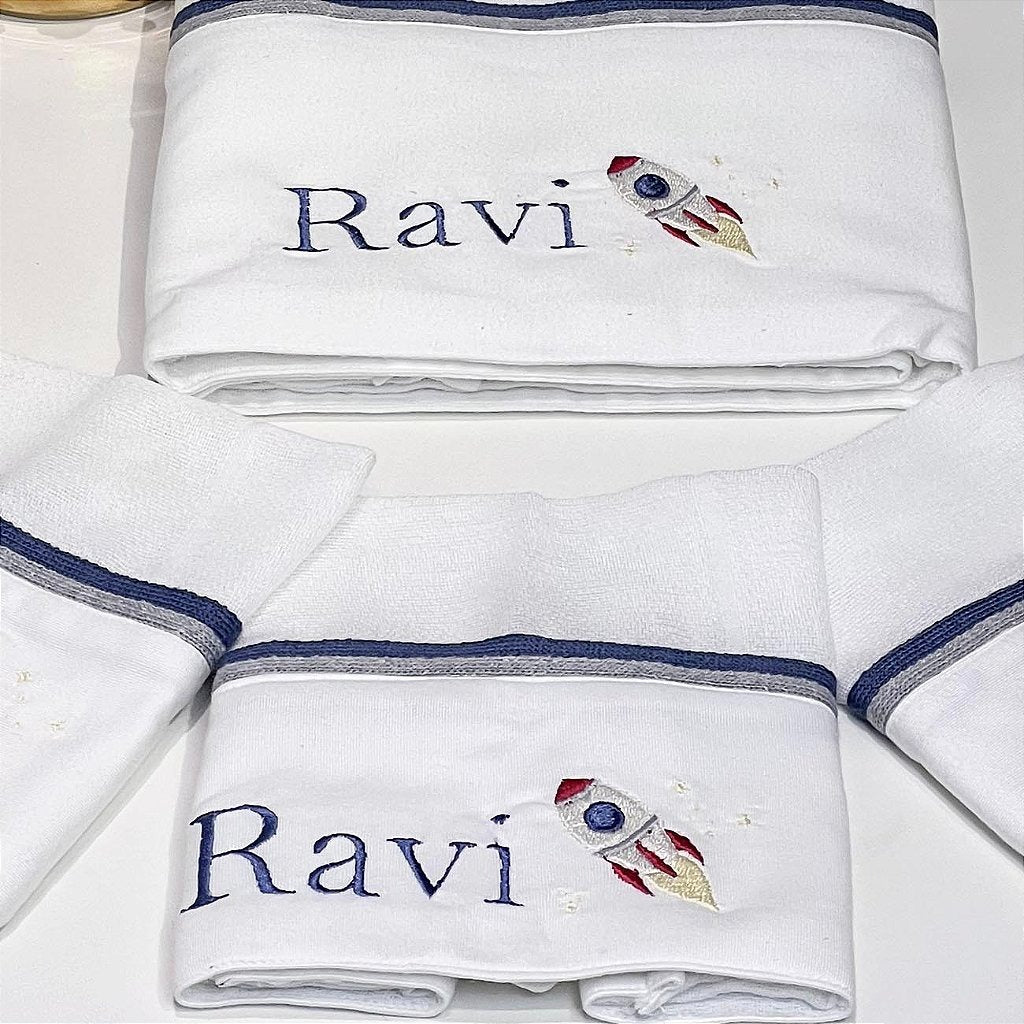 Kit Babitas Toque de Seda Personalizado com Bordado Nome