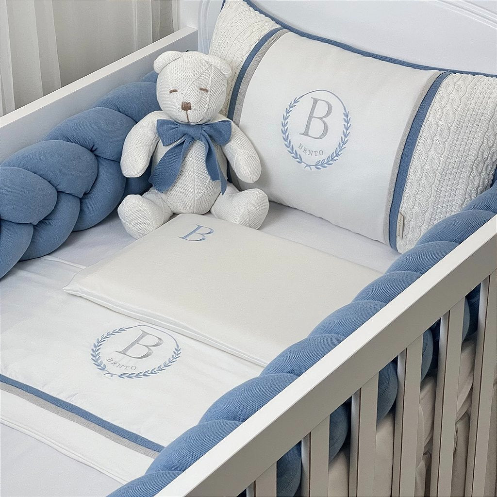 Kit Protetor de Berço Personalizado com Bordado Nome Bento - 2 Peças