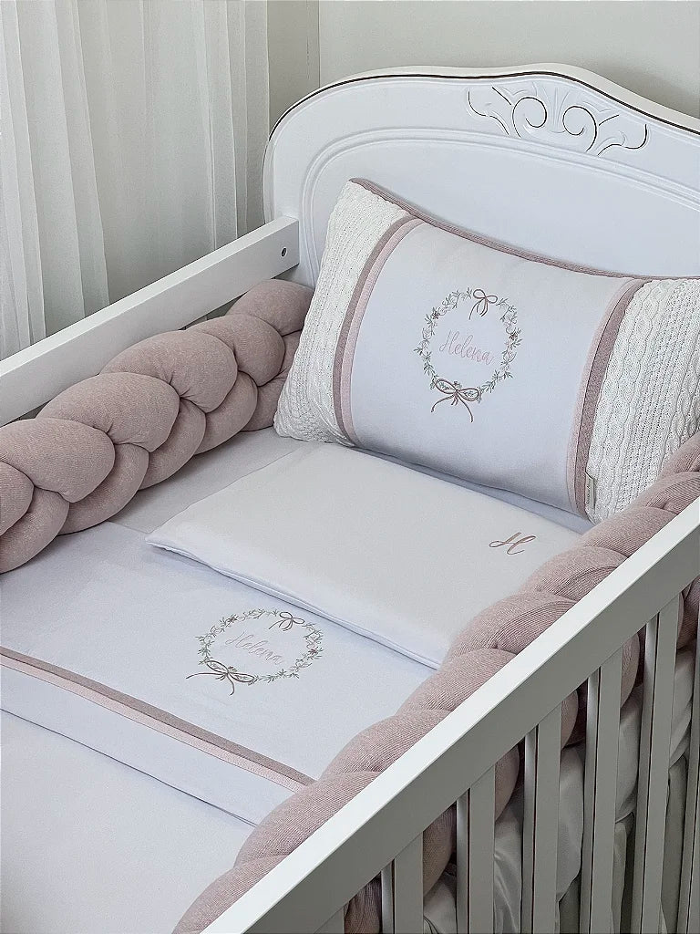 Kit Berço Personalizado com Bordado Nome Helena - 2 Peças