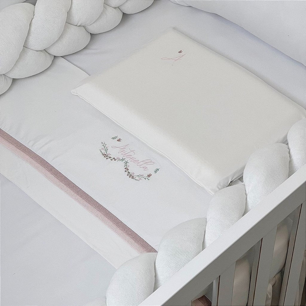 Jogo de Lençol para Berço Toque de Seda Personalizado com Bordado Nome