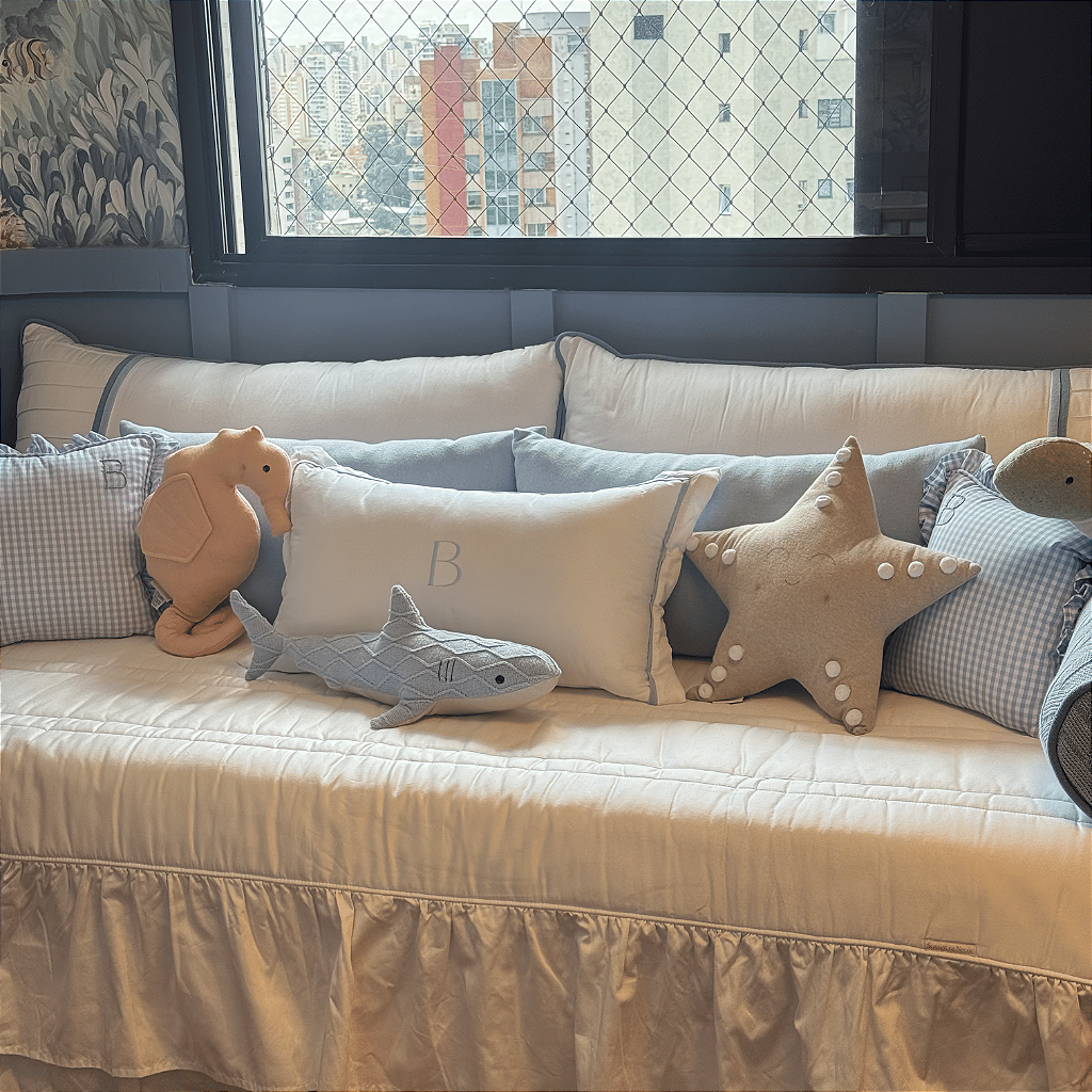 Kit Cama Solteiro com inicial Personalizada - 8 Peças