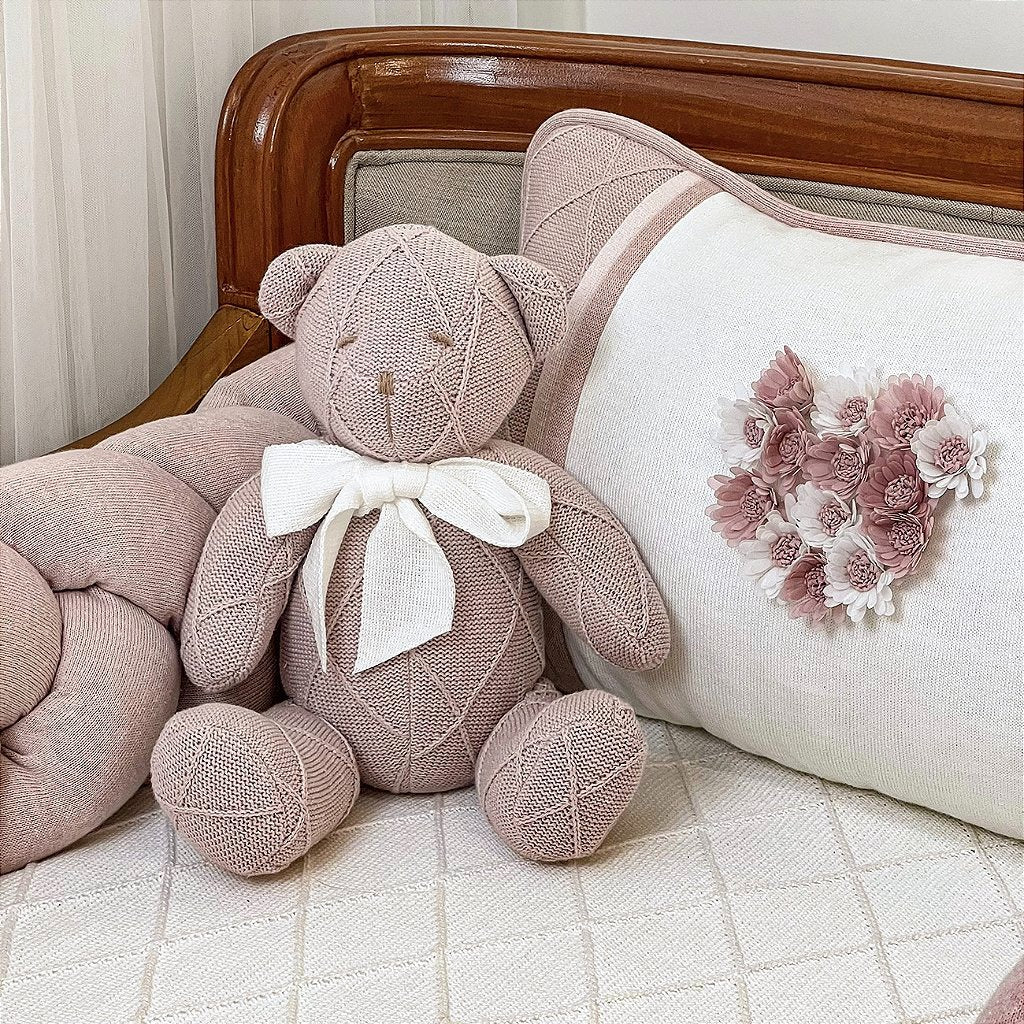 Kit Berço Flores Trança Rosé