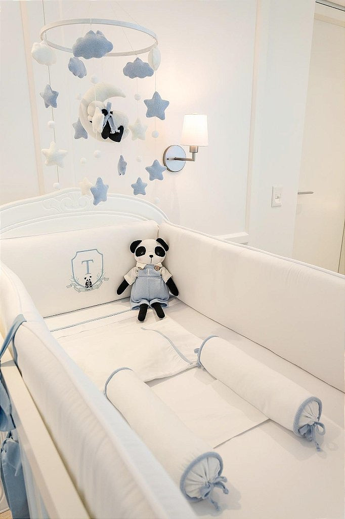 Kit Protetor de Berço Thor II 5 Peças Laterais Percal 800 Personalizado com Bordado de Inicial